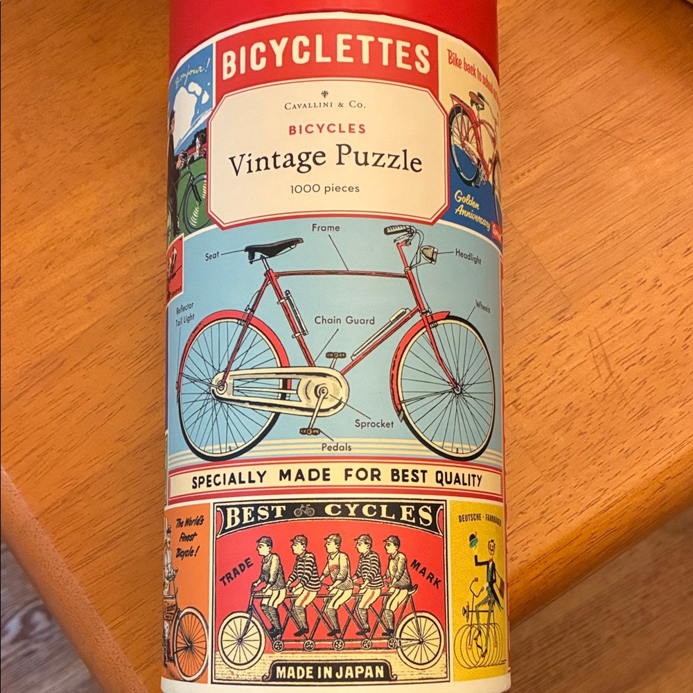 Cavalini & Co. Vintage Bicycle Puzzle - Red & Light Blue